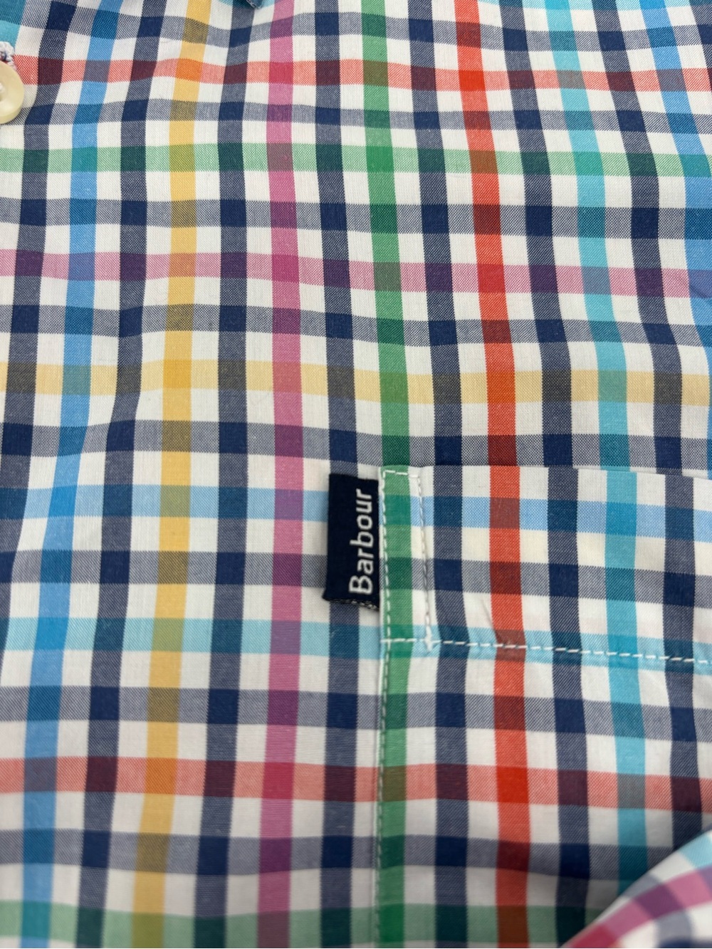 Barbour Men Tailored Fit Shirt XL Long Sleeve Multicolor Tattersall Check Button - Picture 2 of 9